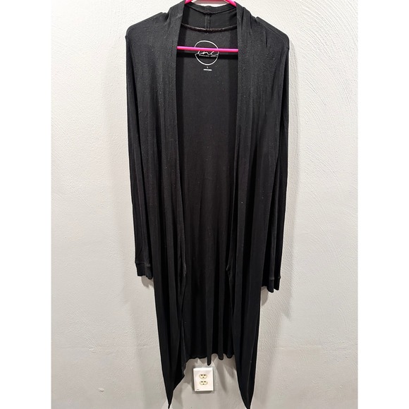 INC International Concepts Sweaters - INC International Concepts Womens Black Ribbed Open Front Duster Cardigan Large
